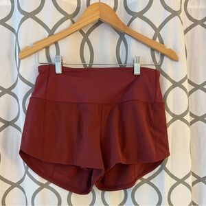 Lululemon speed up high-rise lined short 2.5”, size 6, color mulled wine